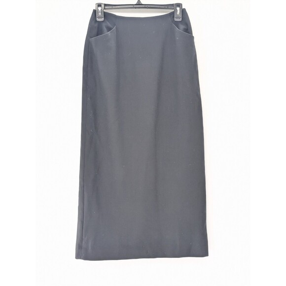 Jones New York Vtg 100% Wool Woolmark Blck Long Lined Zip Up Pencil Skirt Size 6 - Picture 1 of 11